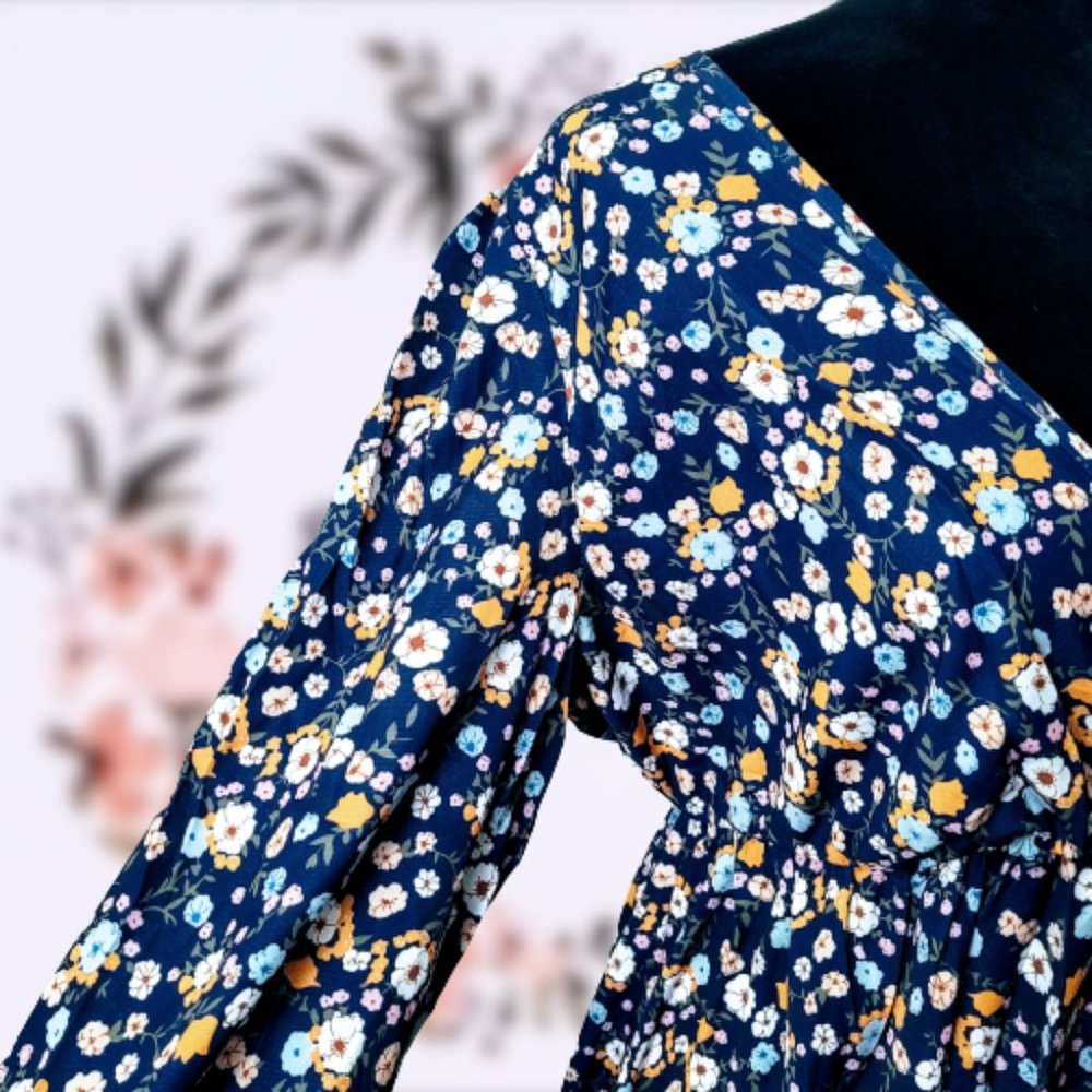 🆕Boho Floral Print Long Sleeve Dress sizes M & L - Picture 8 of 12